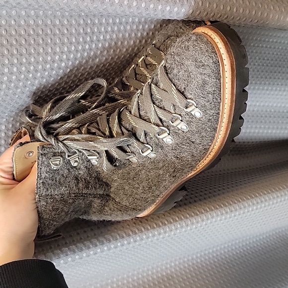 Grenson Women's Nanette Gray Lug Sole Felted Combat & Lace-up Boots UK 5 US 7.5 - Picture 3 of 9